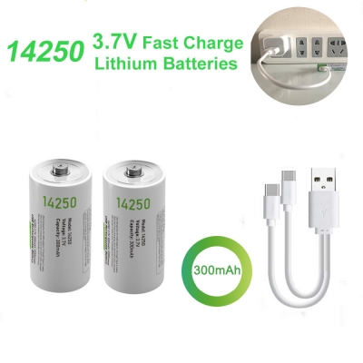 3.7V tipo C 14250 batería recargable USB de ion litio