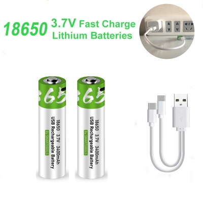 3.7V tipo C 18650 batería recargable USB de ion litio
