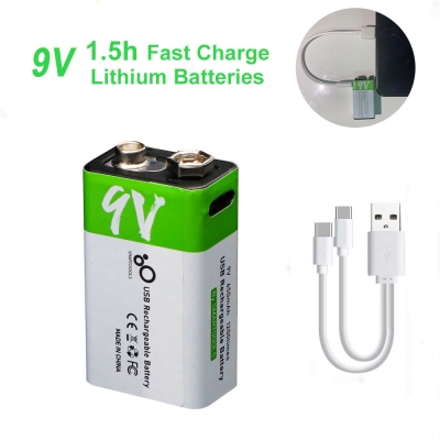Batería de litio recargable tipo C de 9 voltios 6f22 006p