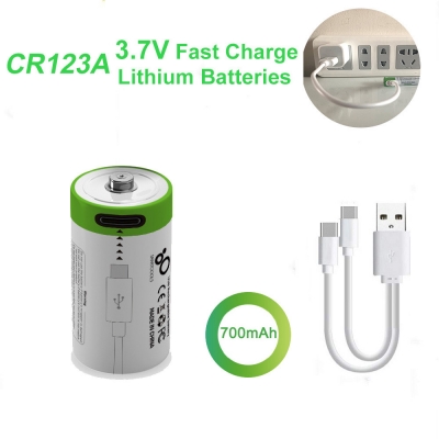CR123 Cell 3.7V CR123A batería recargable USB de litio