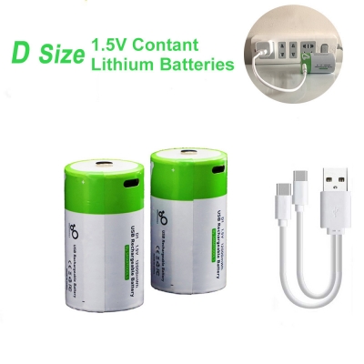 Batería LR20 recargable USB de ion litio 1.5V tipo-c tamaño D