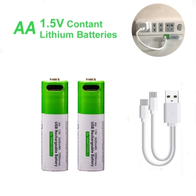 1.5V tipo C No.5 doble batería recargable AA USB de ion litio